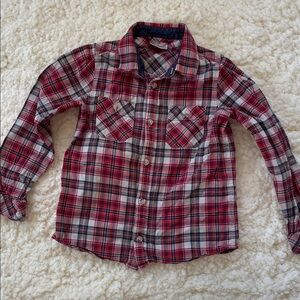 Hanna Andersson Red and Gray Plaid Button Down Shirt